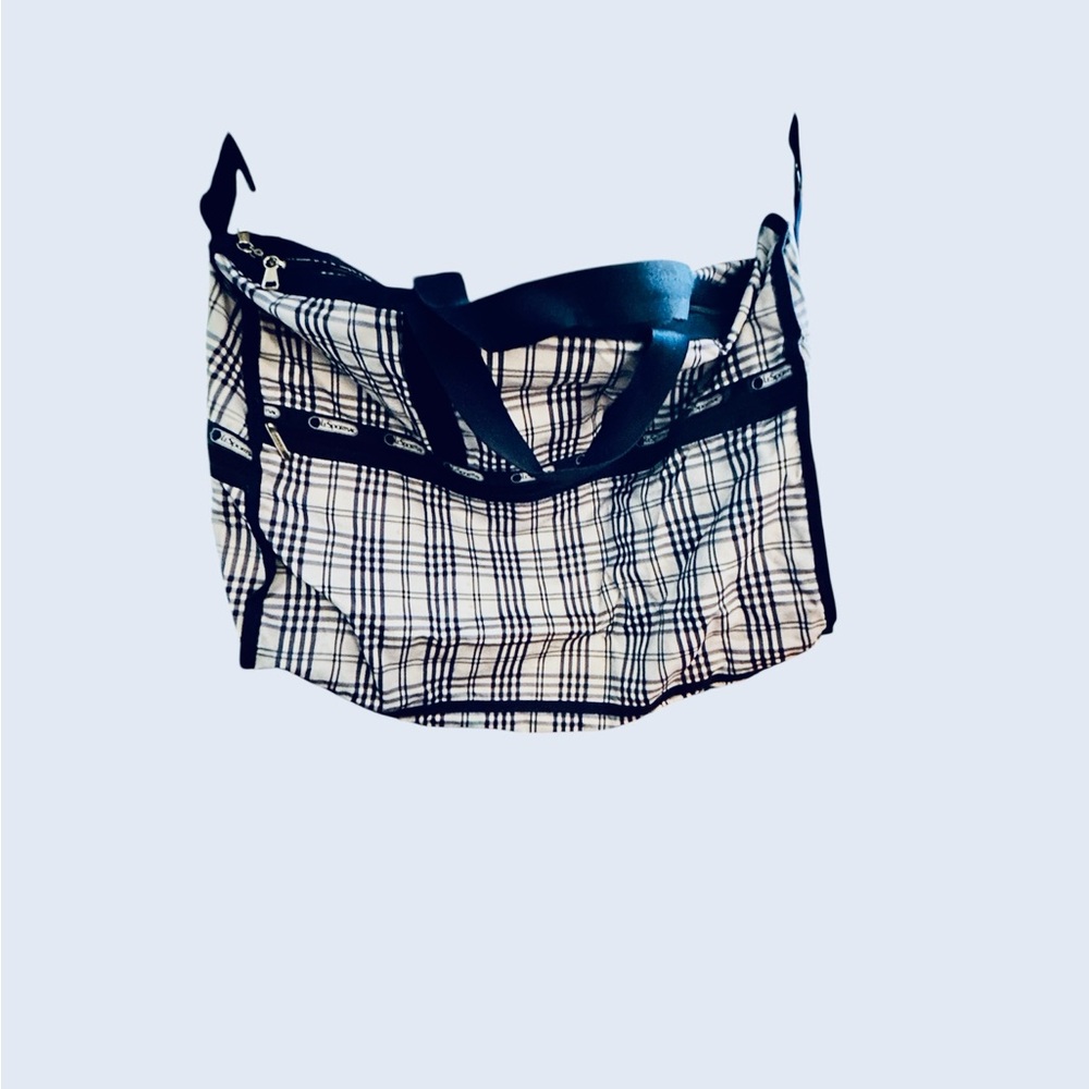LeSportsac Blue and White Plaid Duffel Bag